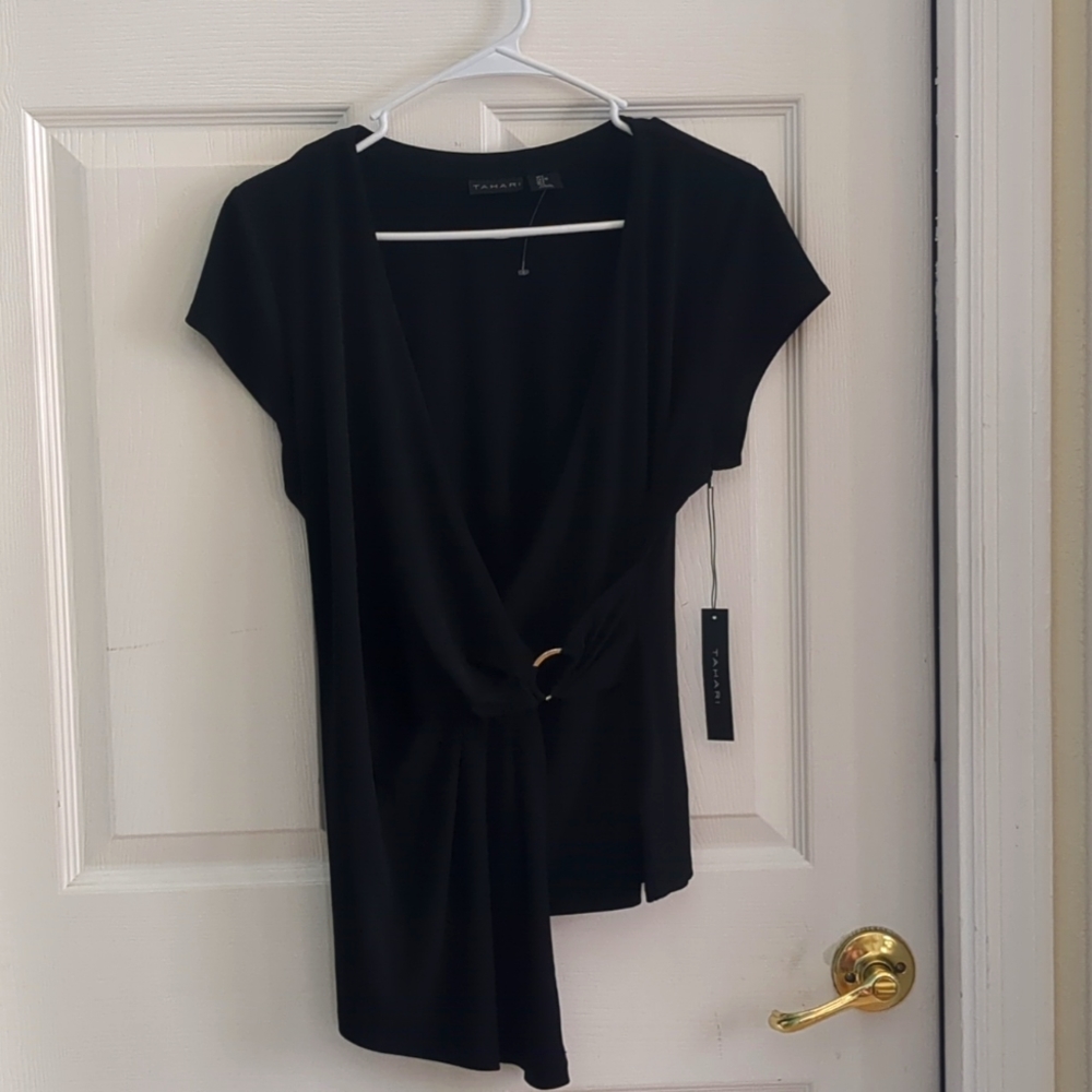 Black asymmetrical tahari top